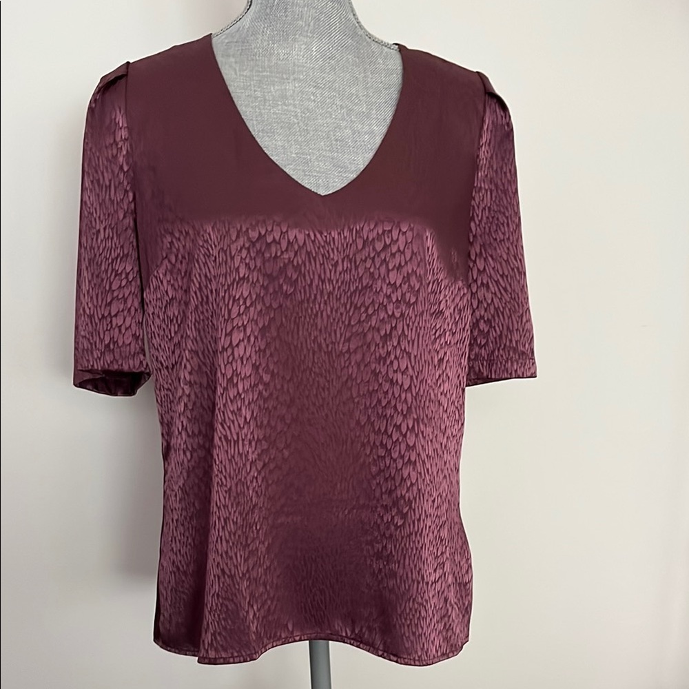 RW & Co Elegant V-Neck Satin Top - pinky purple colour
